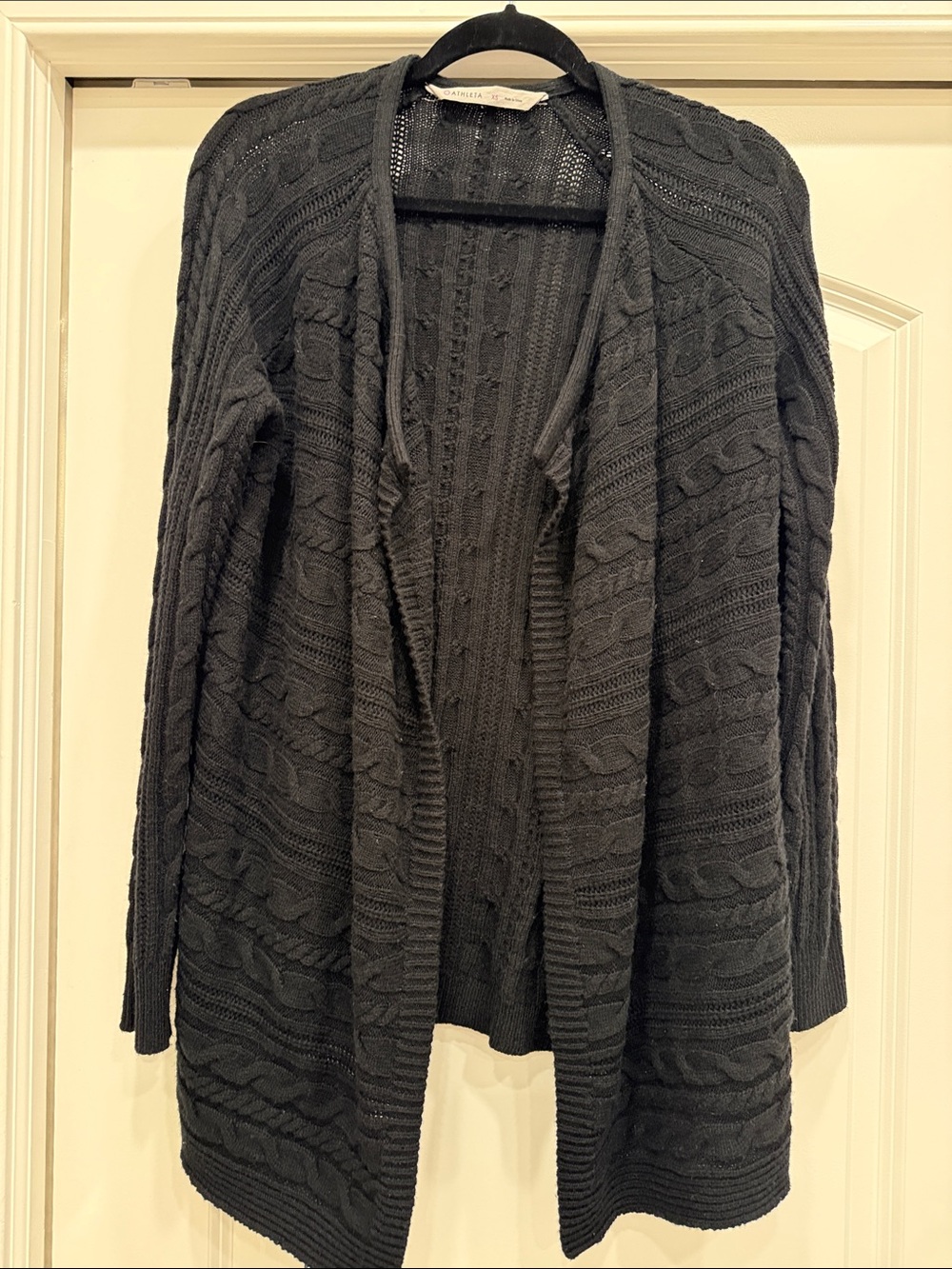 Athleta Black Cable-Knit Open Cardigan